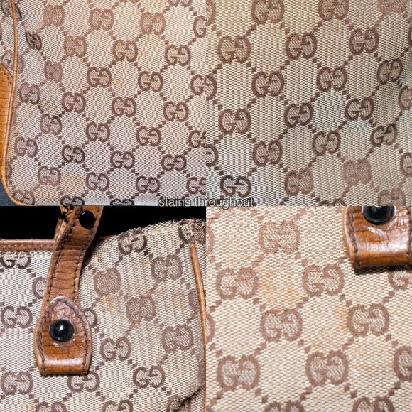 GUCCI GG Canvas Bamboo Tote Medium Large Vintage - Picture 13 of 16